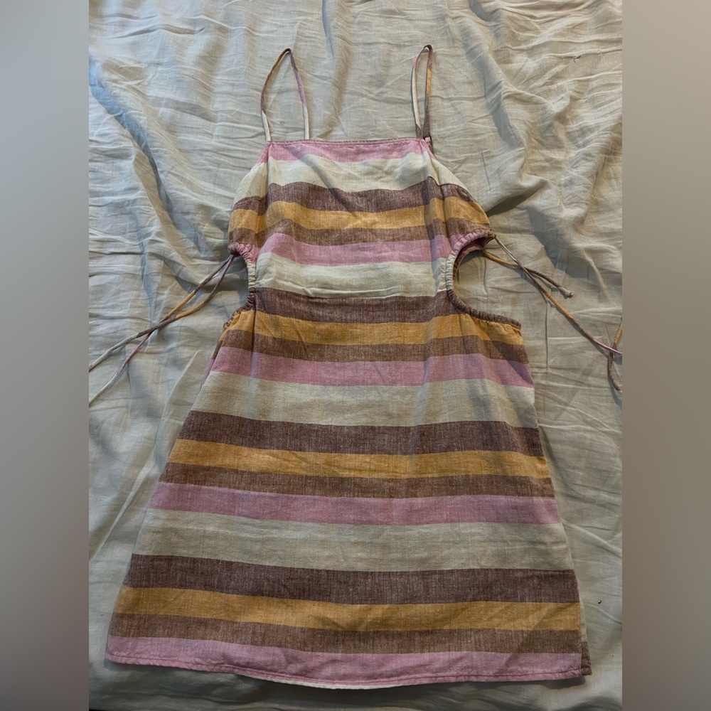 Aerie stripped dress with side cut outs